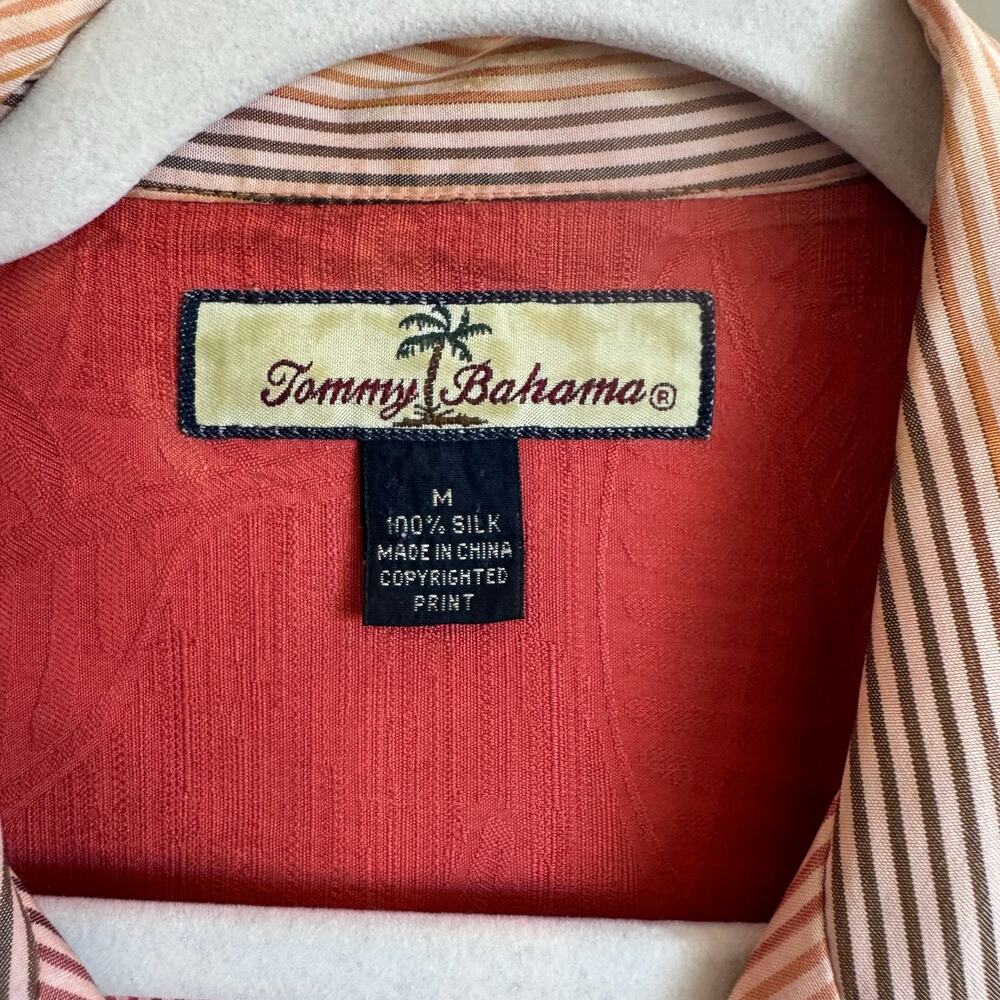 Rare Tommy Bahama 100% Silk Floral Stripe Camp Shirt M - Picture 2 of 7